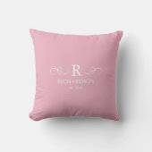 Werp kussen met monogram in blos roze (Voorkant)