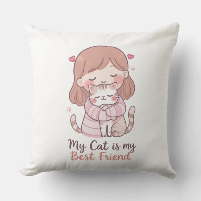 Werp Kussen Mijn Kat is Mijn Beste Vriend Schattig (Voorkant)