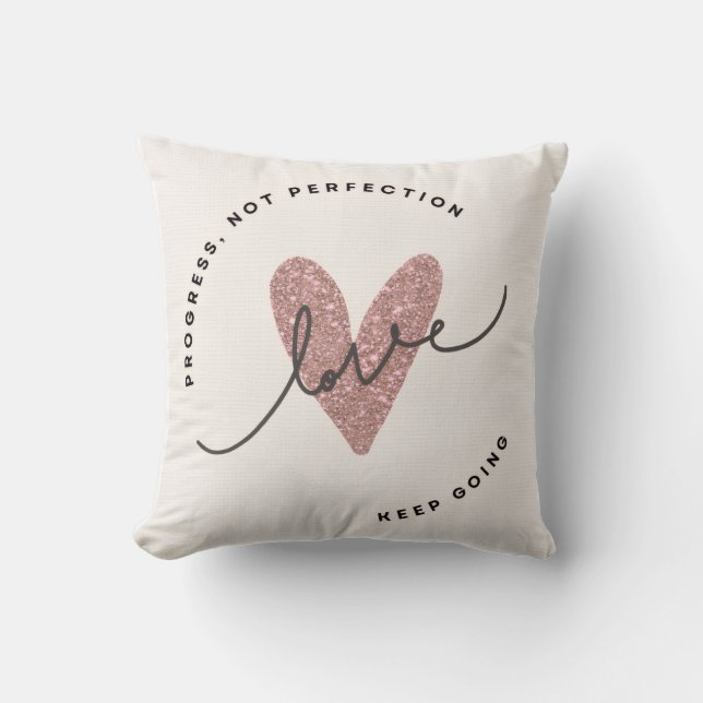 Werp kussen – Roze Glitter Hart Liefde Design | In (Voorkant)