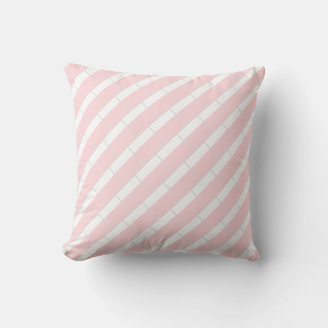 Werp kussen roze & witte grijze streep (Voorkant)