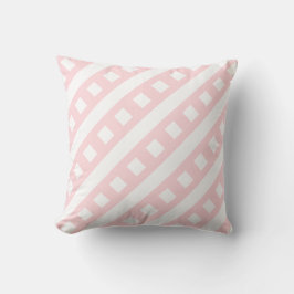 Werp kussen roze & witte streep vierkant