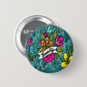 Werp Kussen Schoonheid met Bloemen Ronde Button 5,7 Cm (Voorkant /achterkant)