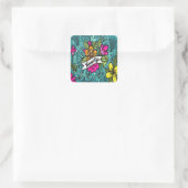 Werp Kussen Schoonheid met Bloemen Vierkante Sticker (Tas)