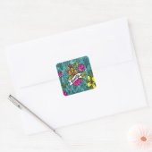 Werp Kussen Schoonheid met Bloemen Vierkante Sticker (Envelop)