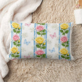 Werp kussen streep blauw roze & gele rozenFloraal (Deken)