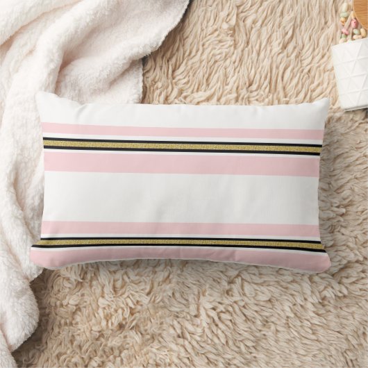 Werp Kussen Streep Roze & Wit Goud Zwart (Deken)