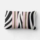 Werp kussen streep roze & wit goud zwart luipaard (Achterkant)