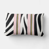 Werp kussen streep roze & wit goud zwart luipaard (Voorkant)