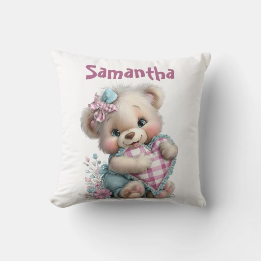 Werp kussen teddybeer baby shower (Voorkant)
