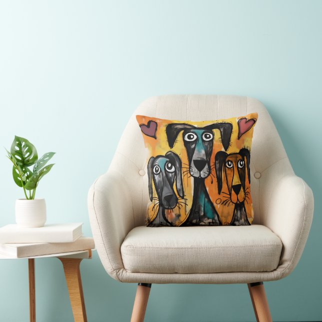 Werp kussen Valentijnsdag Hond Rode Harten (Stoel)