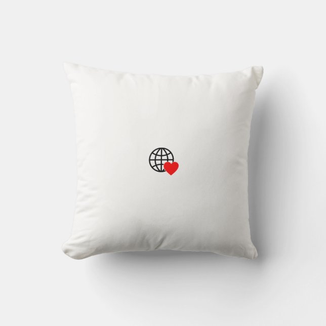 Werp Kussen | Wereldbol & Hart Ontwerp (Voorkant)