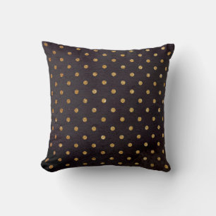 Werp kussen/Zwart met gouden polka stippen Kussen