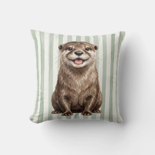 Werp kussenhoes met rivierotter in het wild kussen
