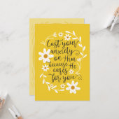 Werp uw zorgen op Hem, want Hij zorgt voor u Kaart (Voorkant / Achterkant in situ)