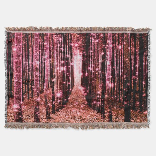 Werpdeken Magisch Bos Perzik Roze Deken (Voorkant)