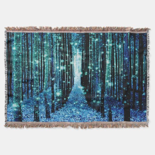 Werpdeken : Magisch Woud Turquoise Teal Deken (Voorkant)