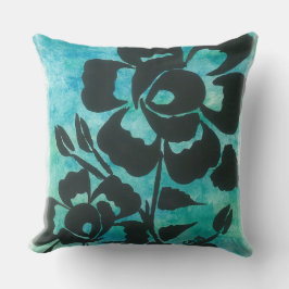 Werpkussen Blauw & Zwarte Silhouet Ontwerp Kussen