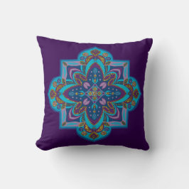 Werpkussen - blauwe en paarse mandala kussen