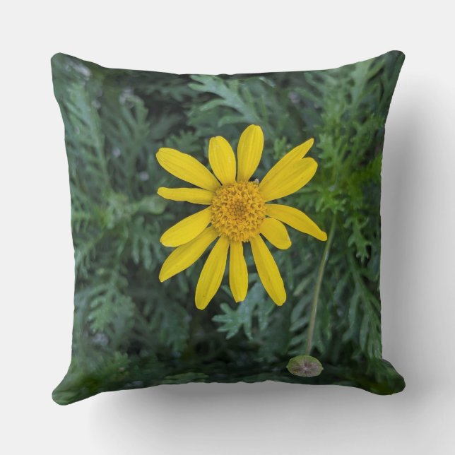 Werpkussen-Bloemenserie-Euryops-Madeliefkussen Kussen (Achterkant)