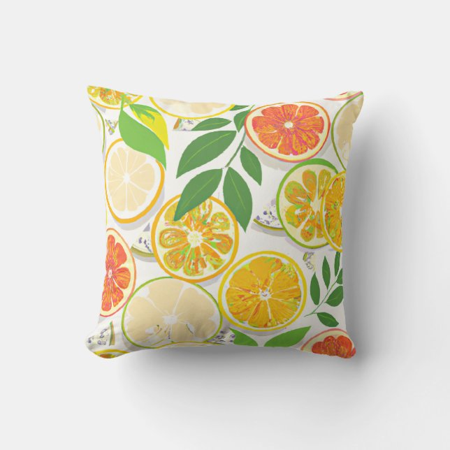 Werpkussen - Boho Citrus Schijven Kussen (Voorkant)