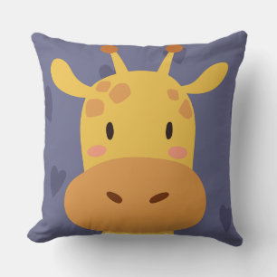 Werpkussen Cute Giraffe Paarse Hartjes Kinderen Kussen