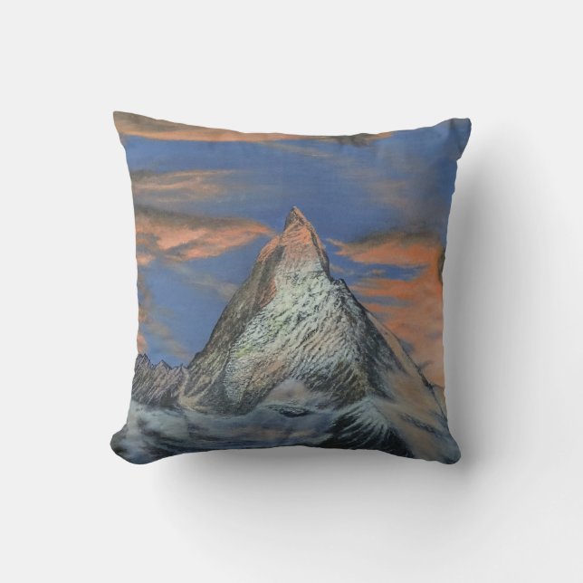 Werpkussen - "De Matterhorn bij zonsondergang" Kussen (Voorkant)