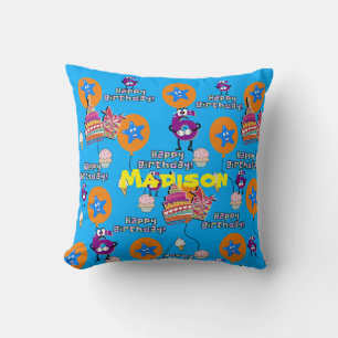 Werpkussen, Gefeliciteerd 6e Verjaardag Blauw Kussen