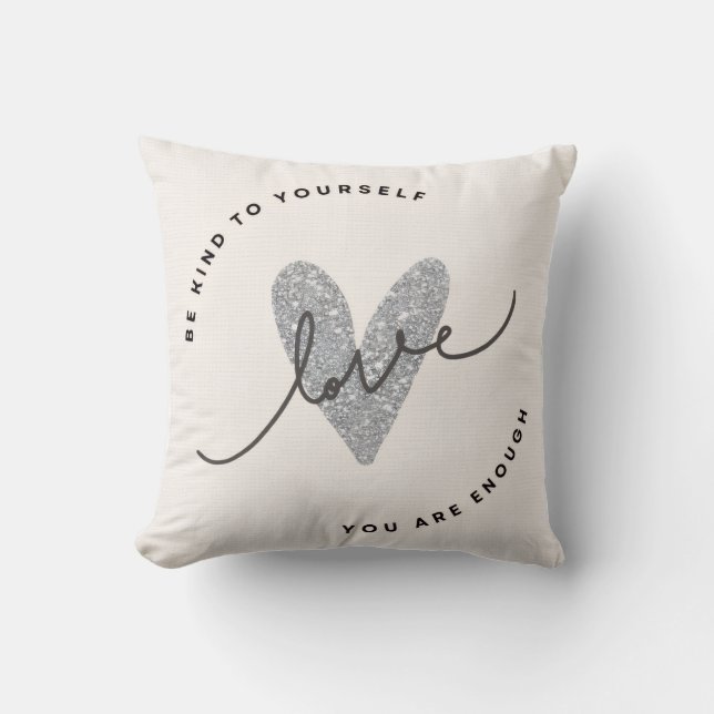 Werpkussen – Glitter Hart Liefde Design | Minimaal Kussen (Voorkant)