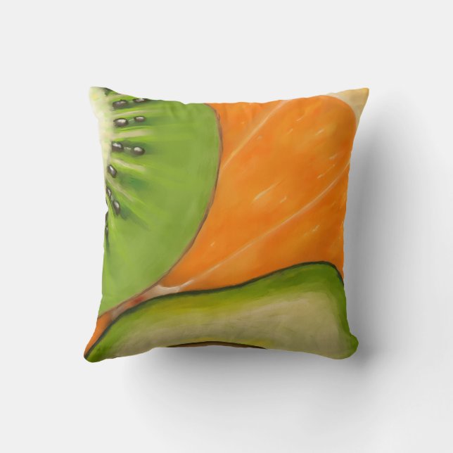Werpkussen met avocado, sinaasappel en kiwi. kussen (Achterkant)