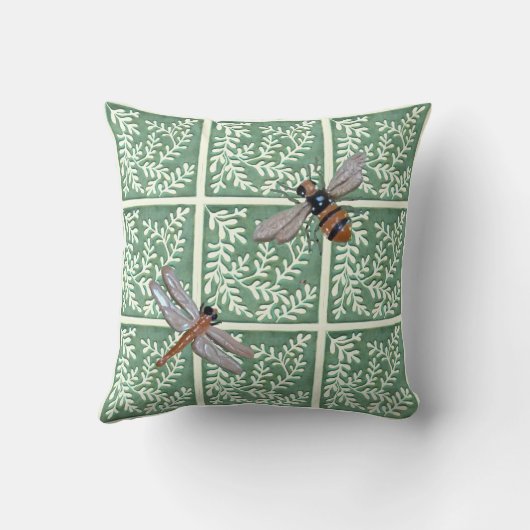 Werpkussen met groen blad en bestuivers kussen (Achterkant)