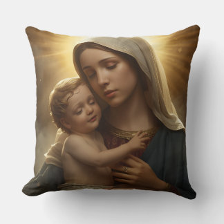Werpkussen met Maria en het kindje Jezus Kussen
