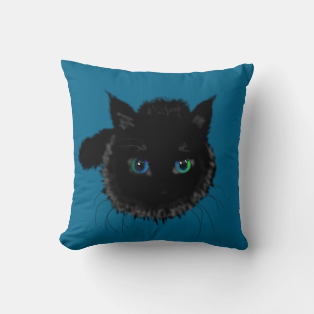 Werpkussen met zwarte kat kussen (Voorkant)
