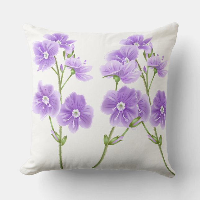 Werpkussen-Paarse Wilde Bloemen Kussen (Voorkant)