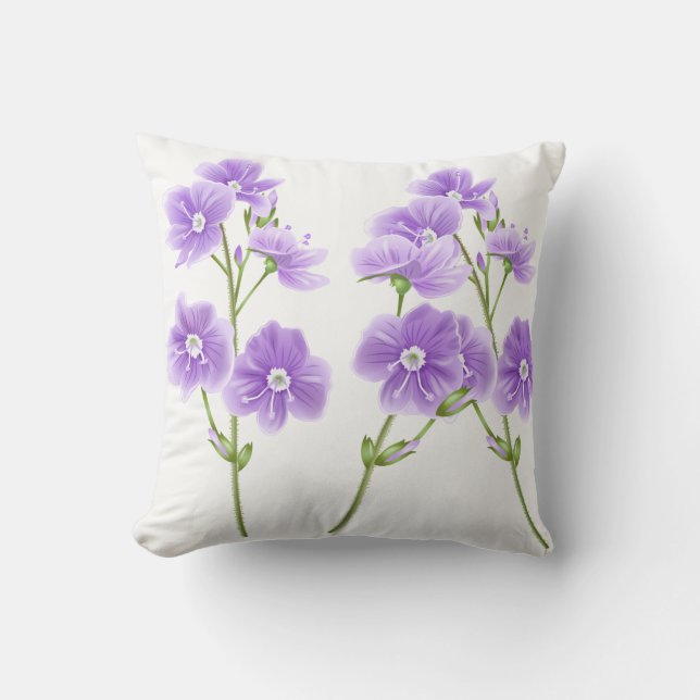 Werpkussen-Paarse Wilde Bloemen Kussen (Voorkant)