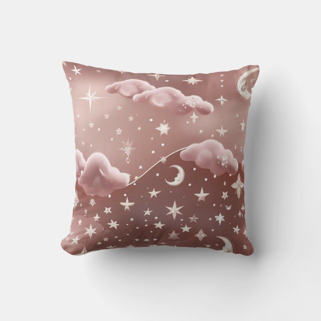Werpkussen - Roze Celestiale Maanfasen Kussen (Voorkant)