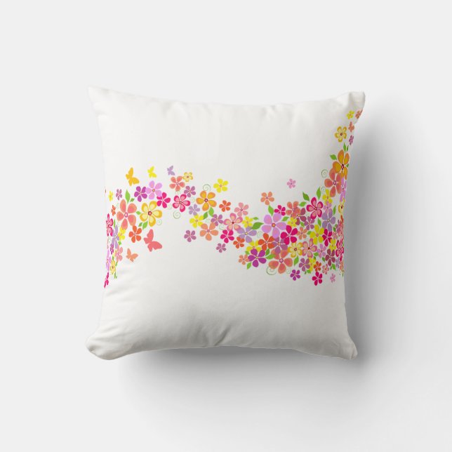 Werpkussen-Zomer Bloemen Kussen (Voorkant)