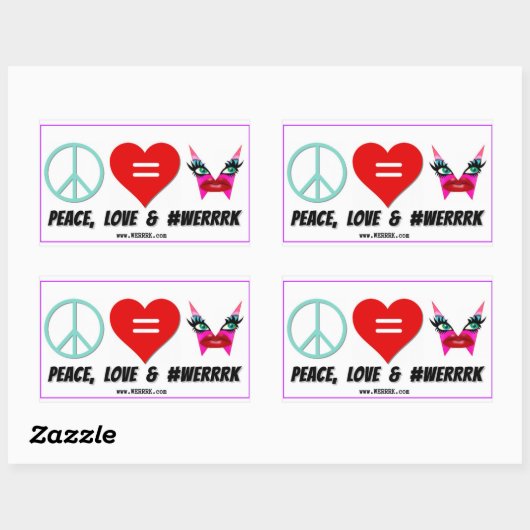 WERRRK.com Vrede, Liefde & #WERRRK Sticker (Vel)