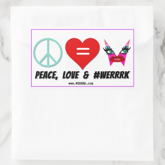 WERRRK.com Vrede, Liefde & #WERRRK Sticker (Tas)