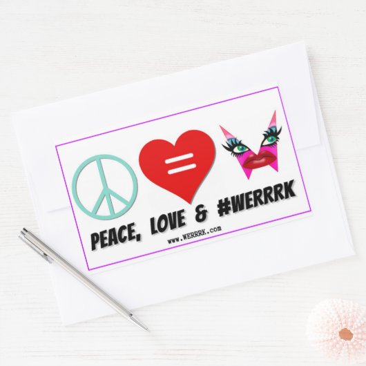 WERRRK.com Vrede, Liefde & #WERRRK Sticker (Envelop)