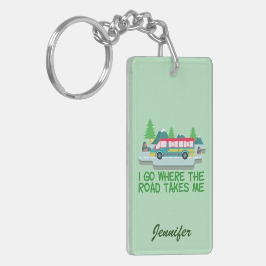 Wervelaar RV Camper Road Trip Vacking Custom Sleutelhanger (Voorkant Links)