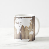 Wervelaar Witte Wereldkaart Rustisch hout Koffiemok (Voorkant rechts)