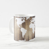 Wervelaar Witte Wereldkaart Rustisch hout Koffiemok (Voorkant links)