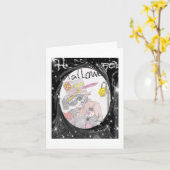 Wervelde ingelijst Spooky Halloween Paar Tekening Kaart (Gele Bloem)