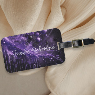 Wervelend Abstract Deep Violet Cosmic Celestial Bagagelabel