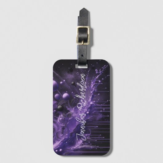 Wervelend Abstract Deep Violet Cosmic Celestial Bagagelabel (Voorkant (verticaal))