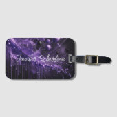 Wervelend Abstract Deep Violet Cosmic Celestial Bagagelabel (Voorkant (horizontaal))