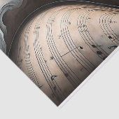 Wervelend Bladmuziek in Zachte Teal Decoupage Tissuepapier (Detail)