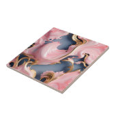 Wervelend Goud Marmeren Patroon met Pastelkoraal Tegeltje (Zijkant)