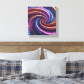 Wervelend Metallic Gold, Paarse & Blue Glitter Canvas Afdruk (Insitu (Slaapkamer))