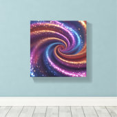 Wervelend Metallic Gold, Paarse & Blue Glitter Canvas Afdruk (Insitu (Houten vloer))